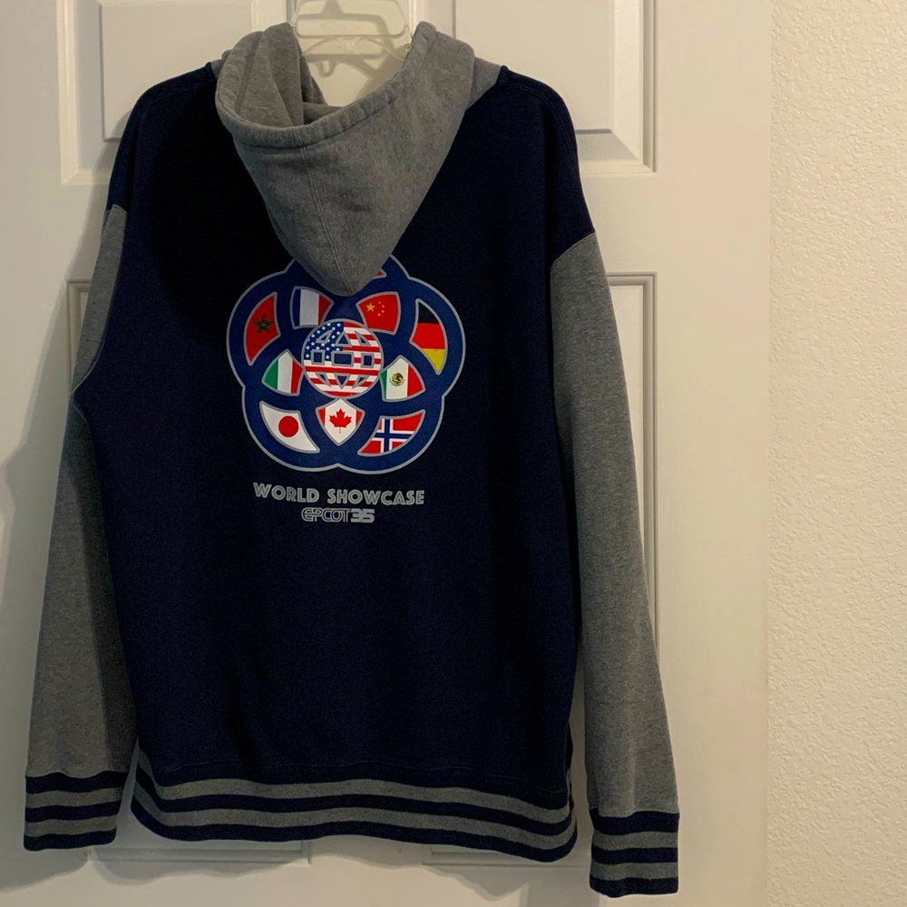 🌎 Disney Parks EPCOT 35 World Showcase Hooded Zip Sweatshirt | XL
